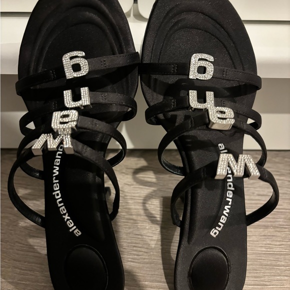 Alexander Wang embellished logo satin mules. Size 7.5 - Picture 3 of 9
